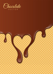 Melted Chocolate Syrup. Sweet Design. Vector illustration.
