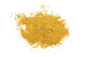 curry powder isolated on white background. Top view