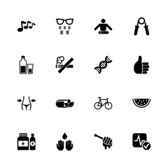 Health icons - Expand to any size - Change to any colour. Flat Vector Icons - Black Illustration on White Background.