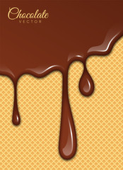 Melted Chocolate Syrup. Sweet Design. Vector illustration.