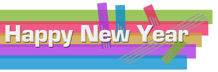 Happy New Year Abstract Colorful Stripes Horizontal 