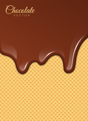 Melted Chocolate Syrup. Sweet Design. Vector illustration.