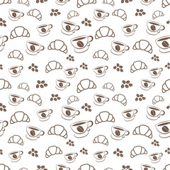 Seamless pattern of coffee. Vector illustration.