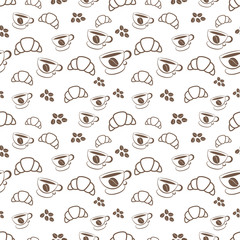 Seamless pattern of coffee. Vector illustration.