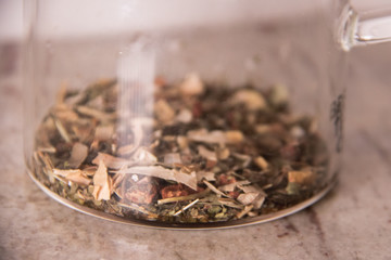 Fototapeta na wymiar loose leaf tea in a teapot