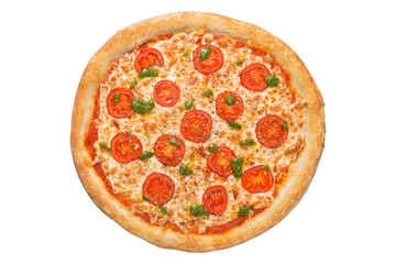 italian pizza on white background isolated