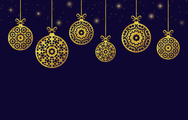 Christmas balls ornaments, xmas decoration, vector illustration
