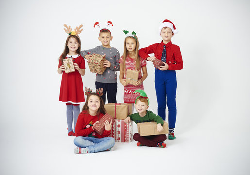Portrait of children showing their gifts