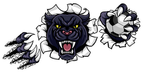 Black Panther Soccer Mascot Breaking Background © Christos Georghiou