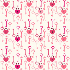 Cute Valentines day background with keys and heart shaped locks