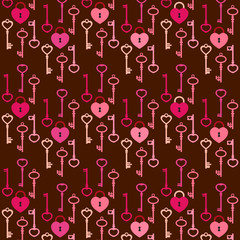 Cute Valentines day background with keys and heart shaped locks