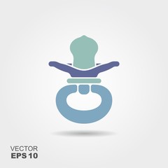 Baby pacifier blue. Flat vector illustration