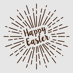 Obraz premium happy easter text typography sun circle retro vintage design