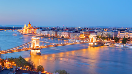 Budapest with chain bridge and parliament