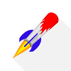 Spaceship icon in flat design. Vector illustration.