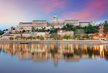 Budapest castle  in evening.