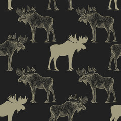 Seamless pattern with elk.