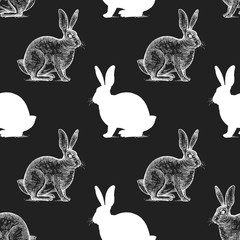 Naklejka premium Seamless pattern with hare.