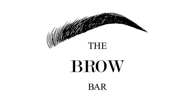 The Brow Bar logo for beauty studio with hand drawing eyebrow, Female Eyebrow Vector Illustration Isolated