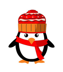 Cute cartoon penguin on white background