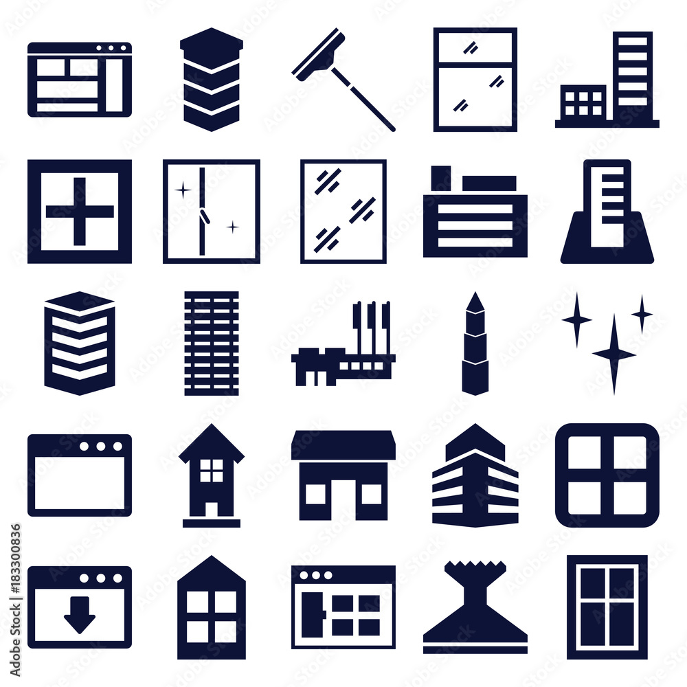Poster set of 25 window filled icons