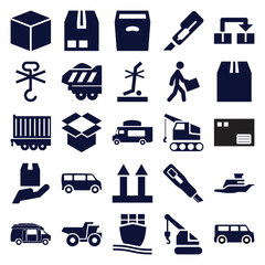 Set of 25 shipping filled icons