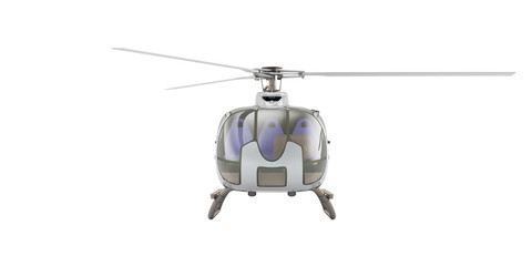 Helicopter isolated on the white background. 3D rendering, front view