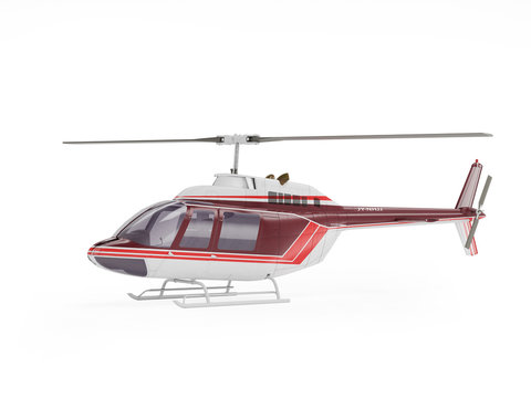 Helicopter isolated on the white background. 3D rendering, left view