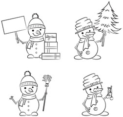 Cute snowmen doodle collection