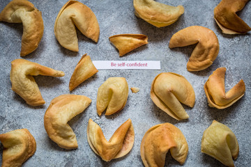 Fortune Cookies  with blank paper, in the background
