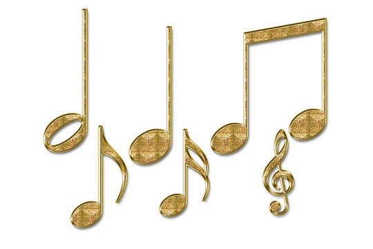 Notas Musicales De Oro.