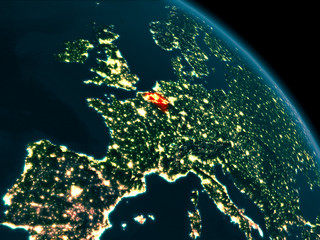 Night view of Belgium on Earth