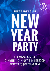 New Year colorful celebration party poster. New year card or banner glow background