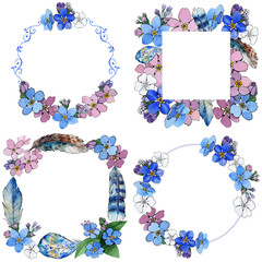 Wildflower forget-me-not flower in a watercolor style isolated. Full name of the plant: forget-me-not. Aquarelle wild flower for background, texture, wrapper pattern, frame or border.