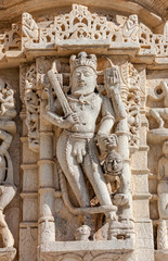  Ancient Sun Temple in Ranakpur. Jain Temple Carving.