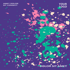 Neon explosion paint splatter artistic cover frame design. Decorative colorful splash spray texture white background. Trendy creative template vector Cover Report Catalog Brochure Flyer Poster Banner