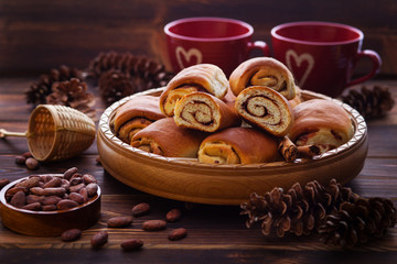 cinnamon buns with chocolate