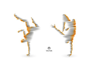 Man is posing and dancing. 3d model of man. Sport symbol. Vector illustration.