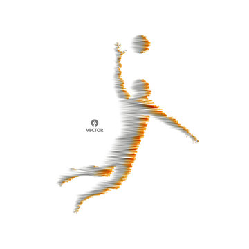 Volleyball athlete in action. Sport symbol. Vector illustration.