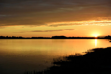 Fototapeta na wymiar Evening on the Irtysh River, Omsk region, Siberia, Russia