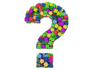 Pregunta, concepto de interrogación formado por puzzles