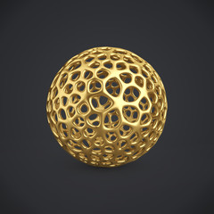 3d gold wireframe ball