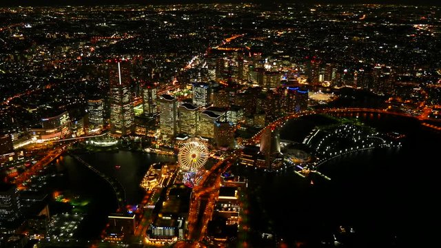 Yokohama at night Aerial Shoot