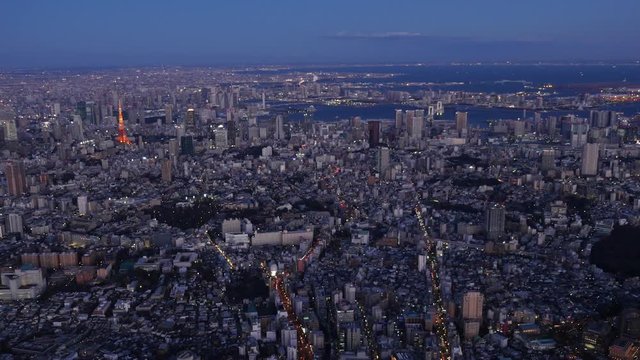 Around Tokyo at night Aerial Shoot