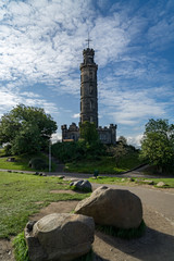 Obraz premium Nelson's monument on Calton Hill in Edinburgh, Scotland