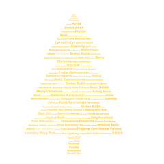 Christmas card with Merry Christmas in different languages