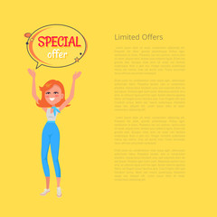 Limited Offers Poster with Woman Holding Hands Up