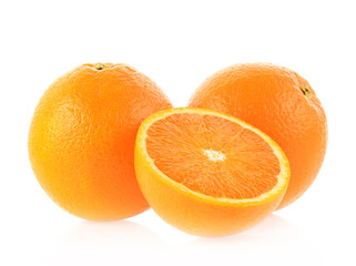 Orange fruit slice on white background