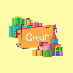 Fototapeta premium Great Sale Inscription Surrounded by Presents
