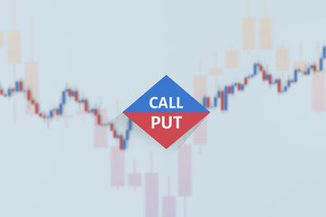Binary option chart with color stock bars. 3D illustration